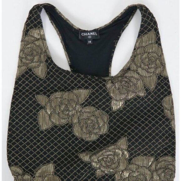 Authentic CHANEL Camellia Lamé Swimsuit Vintage Rose 38 - Picture 3 of 10